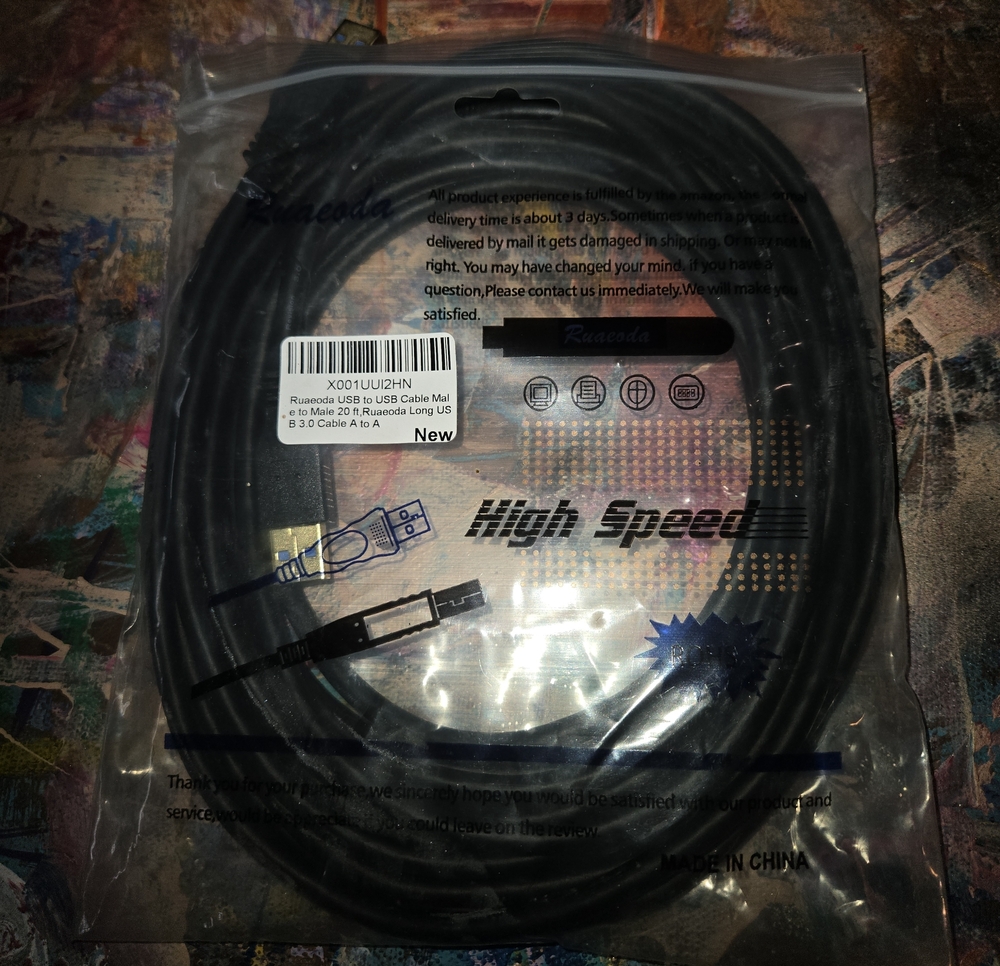 High Speed USB 3.0 A to A Cable - Black